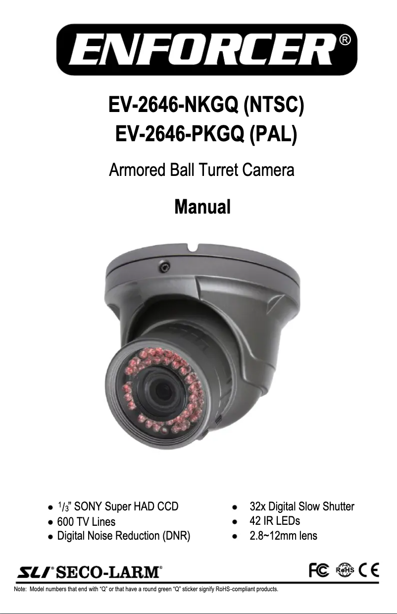 Page 1 de la notice Manuel utilisateur Seco-Larm Enforcer EV-2646-NKGQ