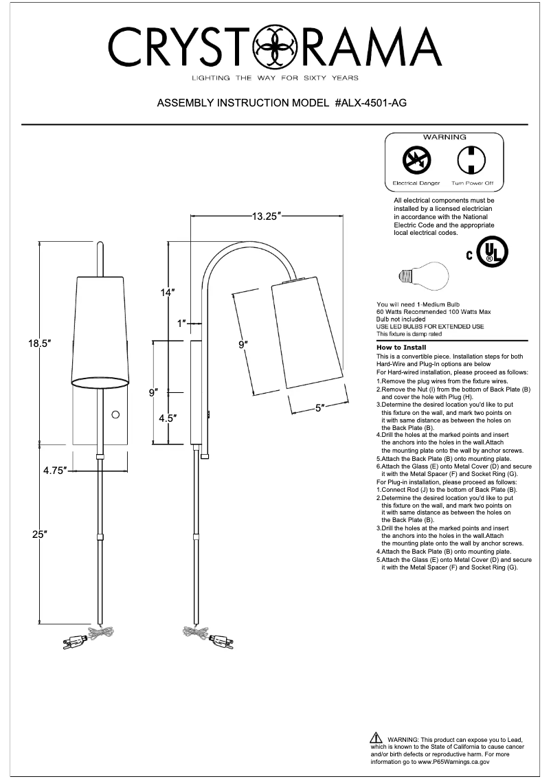 Page n°1 - Manuel utilisateur Crystorama Alexa ALX-4501-AG