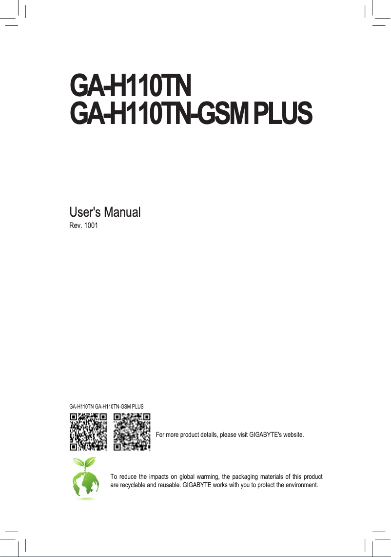 Page n°1 - Manuel utilisateur Gigabyte GA-H110TN-CM