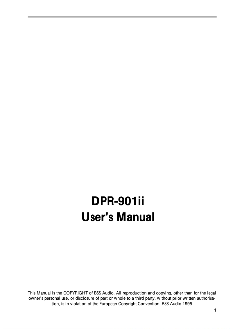 Page n°1 - Manuel utilisateur BSS Audio DPR-901II