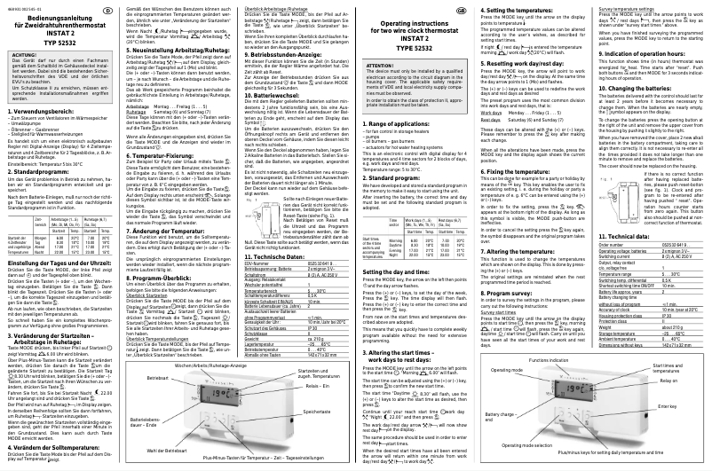 Image de la première page du manuel de l'appareil INSTAT 2