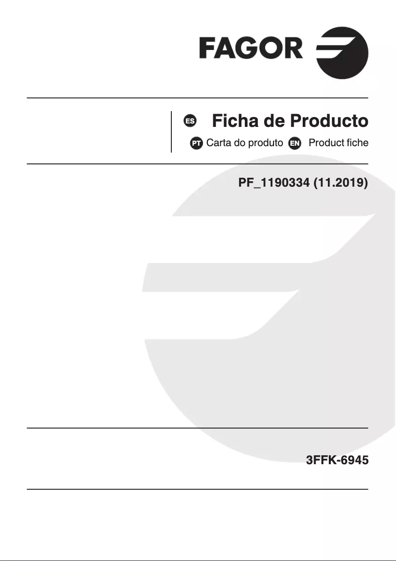 Page 1 de la notice Fiche technique Fagor 3FFK-6945