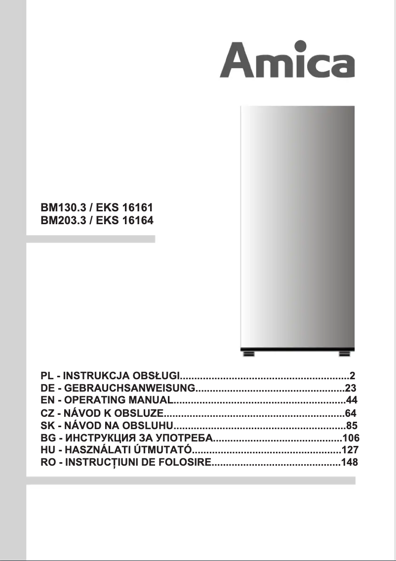 Page n°1 - Manuel utilisateur Amica EKS 16164