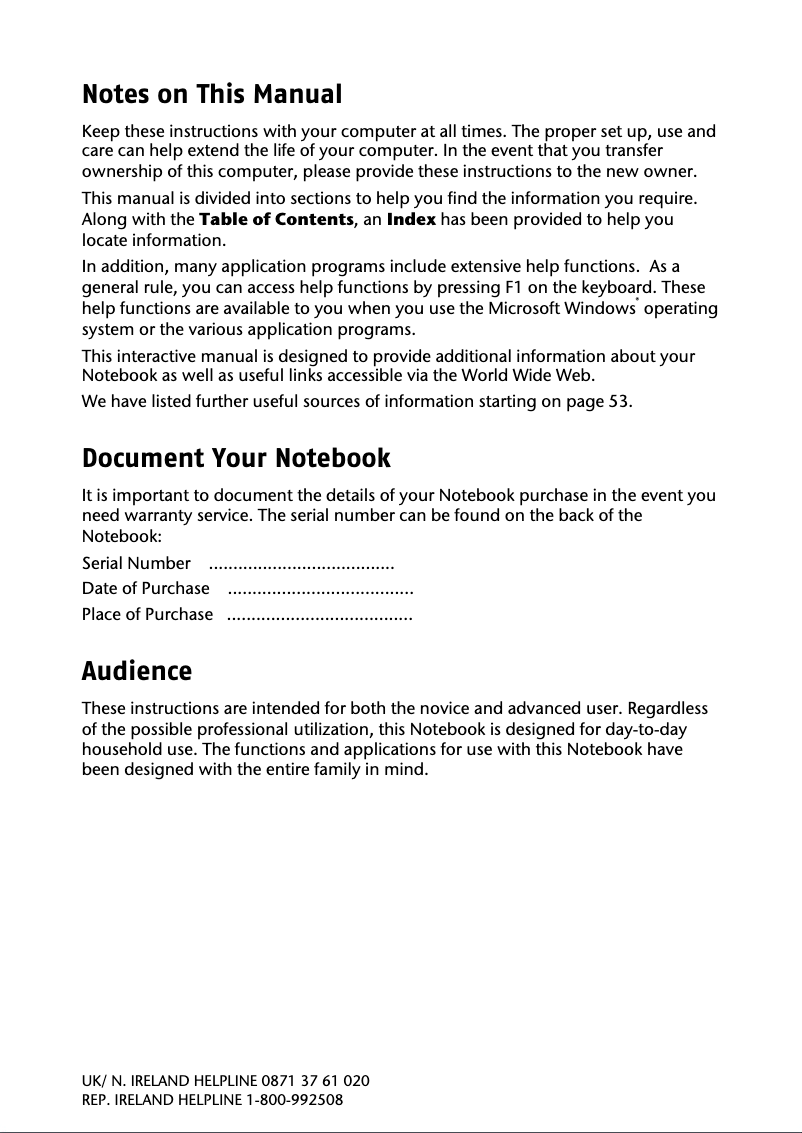 Image de la première page du manuel de l'appareil AKOYA E1312 (MD 97690)