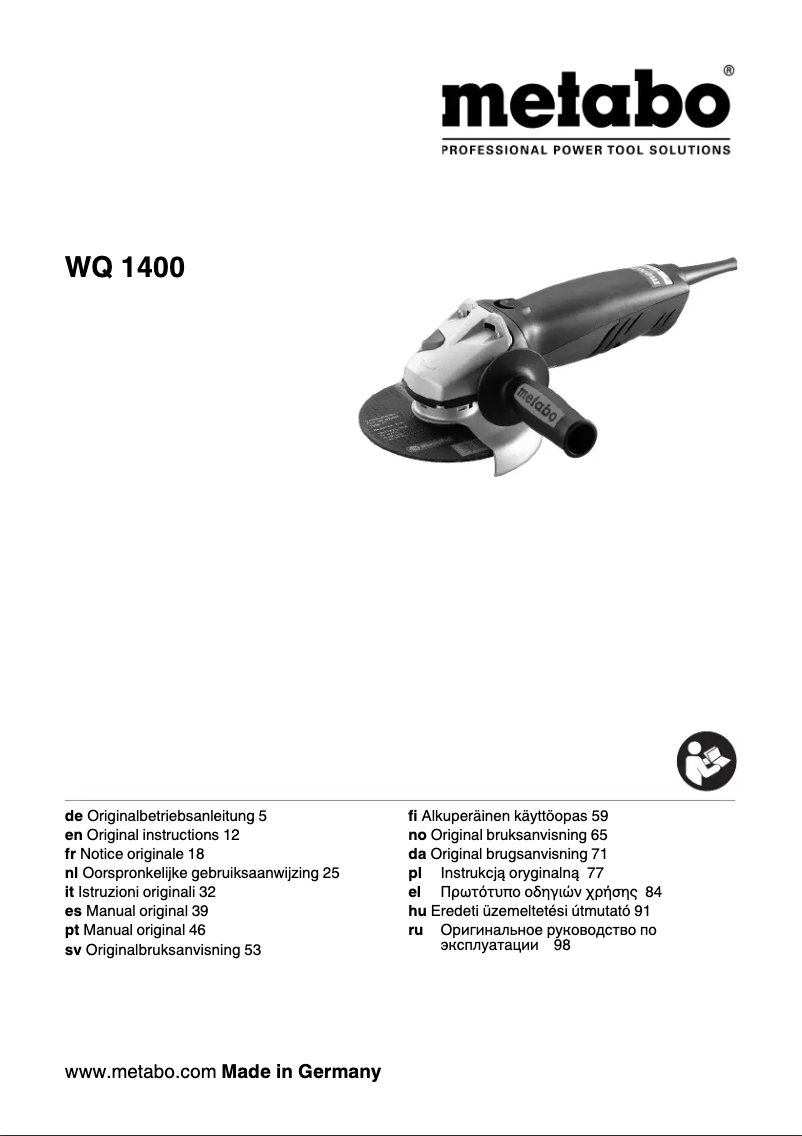 Imagen de la primera página del manual del dispositivo WQ 1400