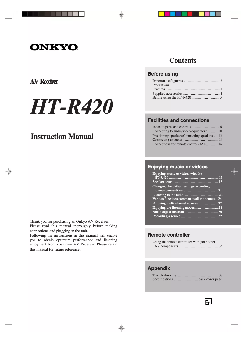 Page n°1 - Manuel utilisateur Onkyo HT-S670