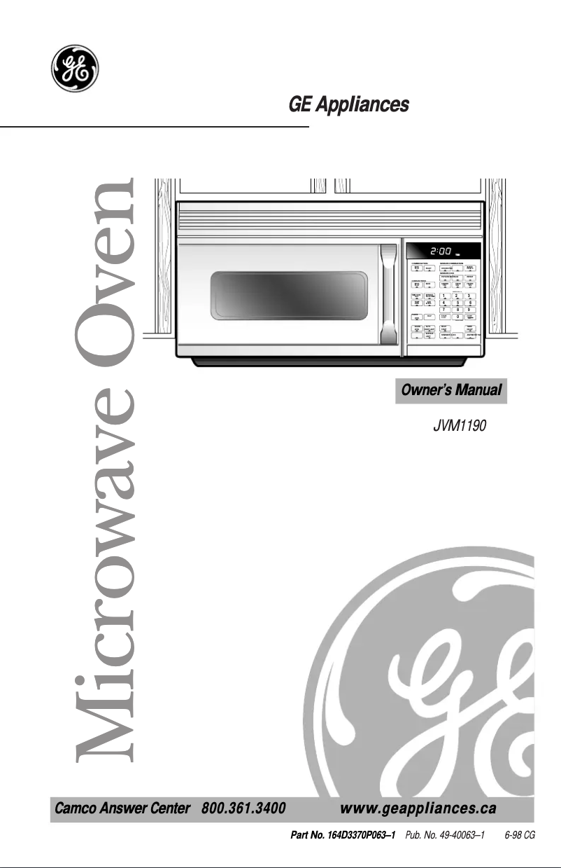 Page 1 de la notice Manuel utilisateur GE JVM1190SYC