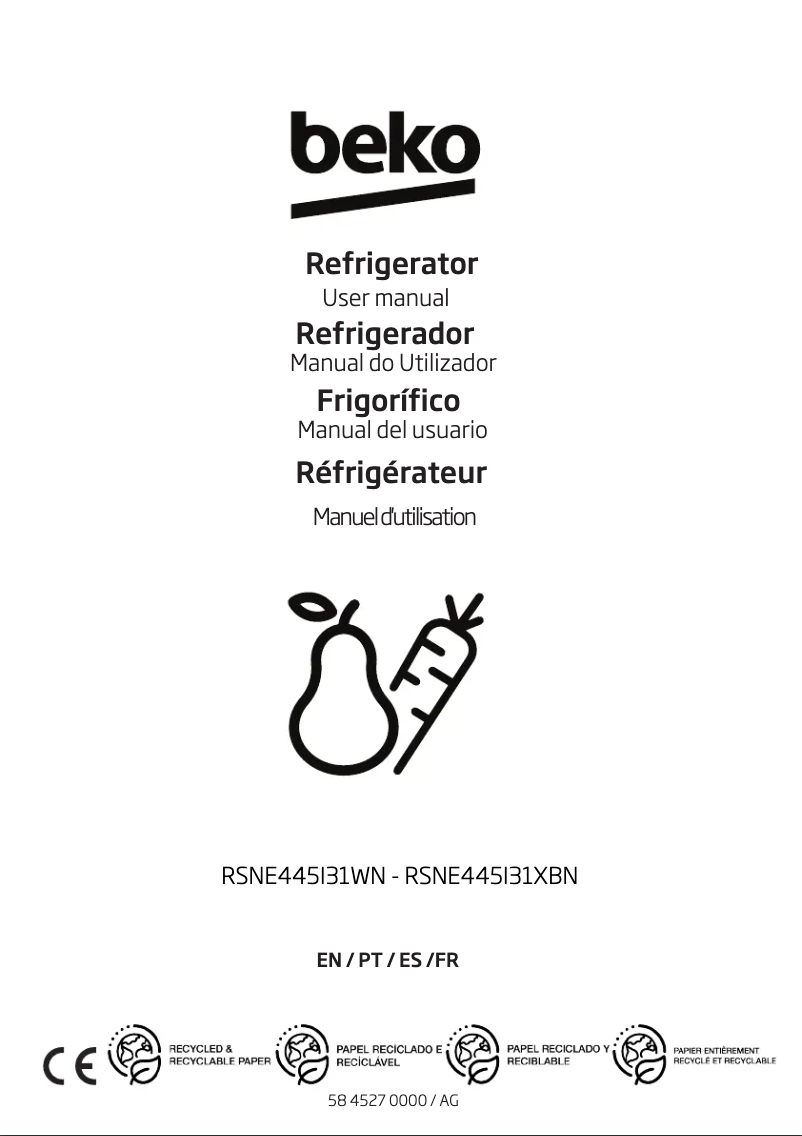 Page 1 de la notice Manuel utilisateur Beko RSNE445I31WN