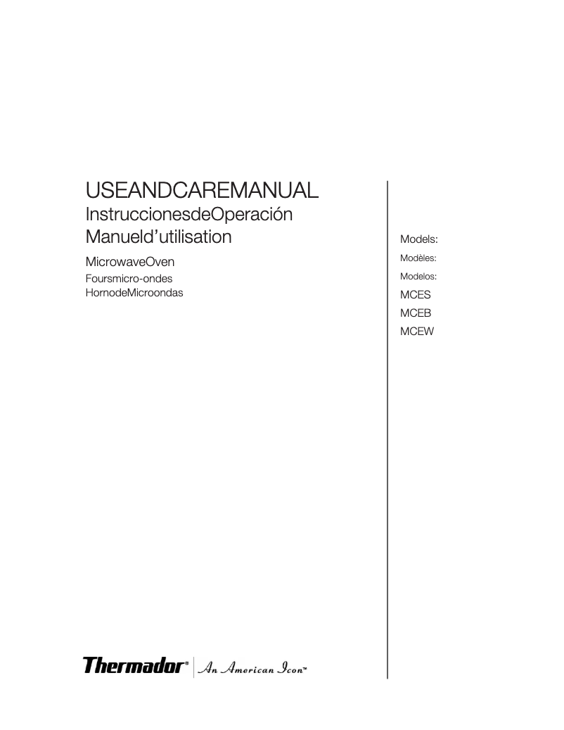 Page 1 de la notice Manuel utilisateur Thermador MCES