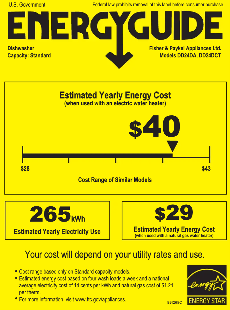 Page 1 de la notice Label énergétique Fisher & Paykel DD24DT4NX9