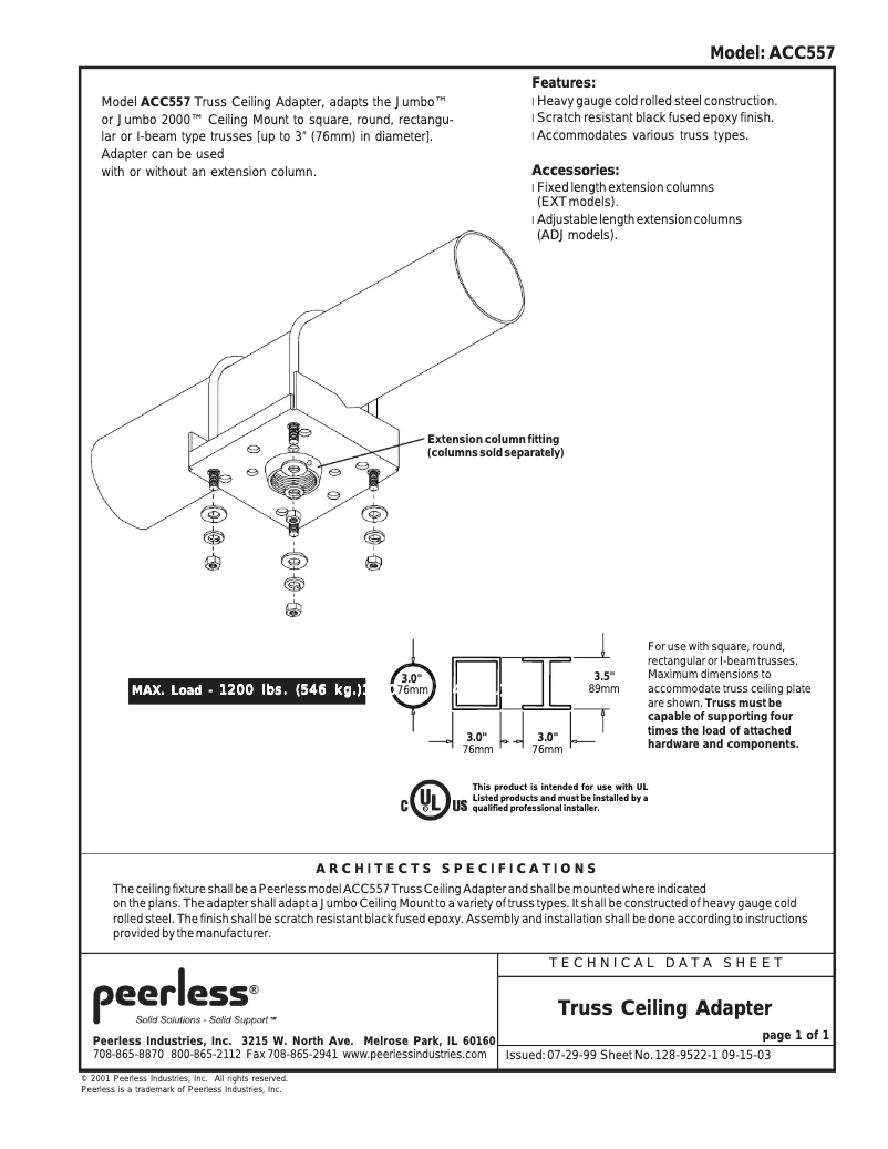 Page 1 de la notice Manuel utilisateur Peerless-AV ACC557