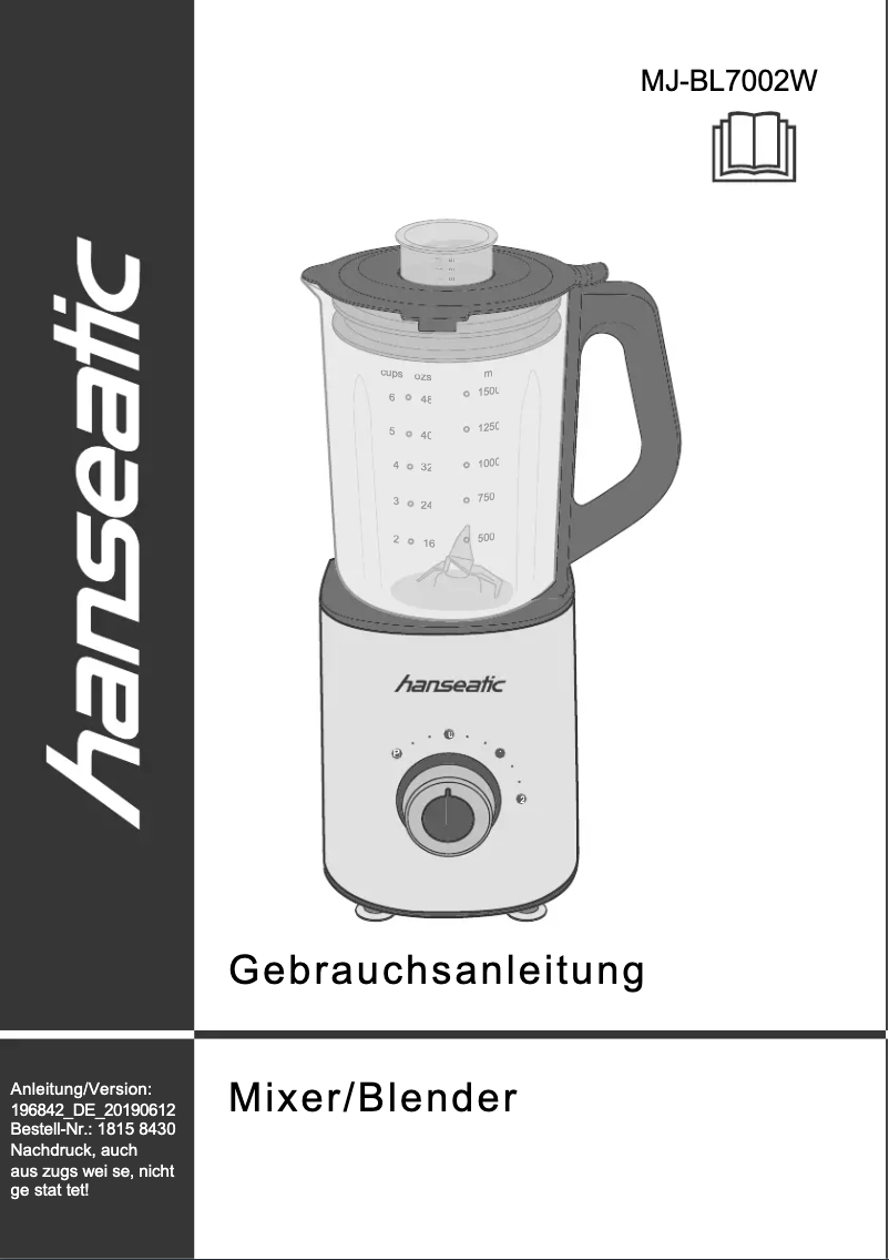 Page 1 de la notice Manuel utilisateur Hanseatic MJ-BL7002W