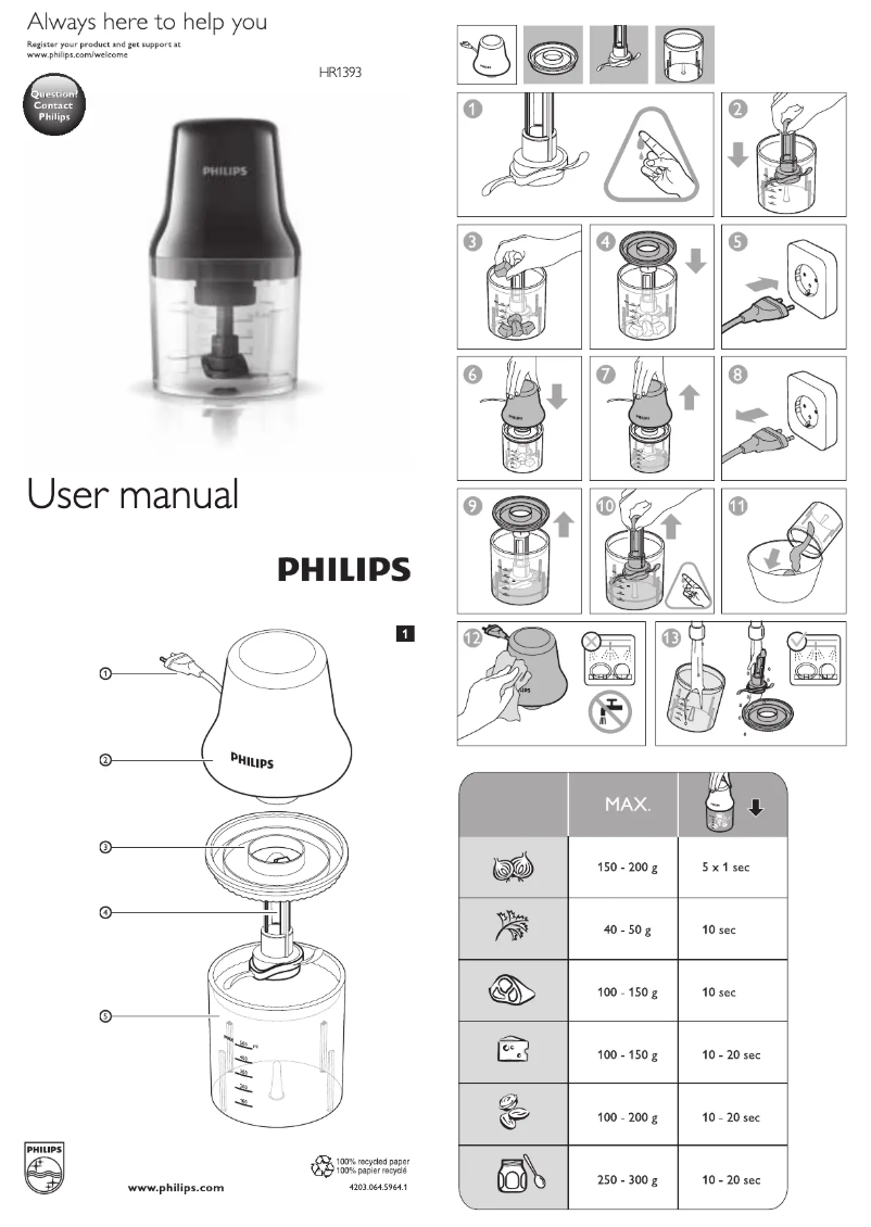 Imagen de la primera página del manual del dispositivo Daily Collection HR1393