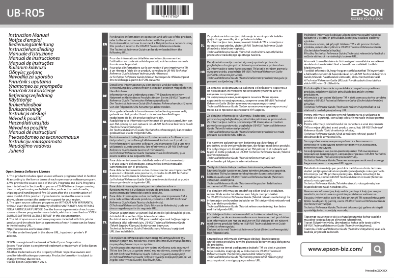 Página 1 del manual Guía de instalación Epson UB-R05