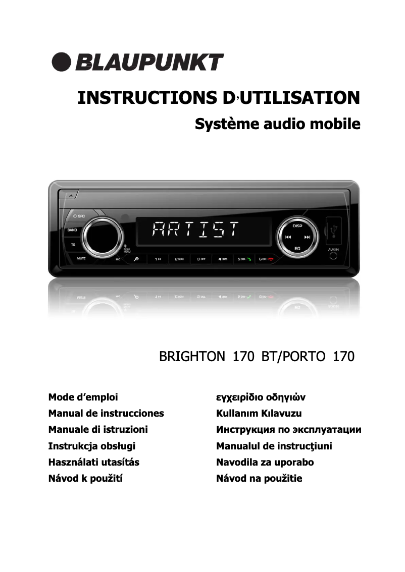 Page 1 de la notice Manuel utilisateur Blaupunkt Brighton 170 BT