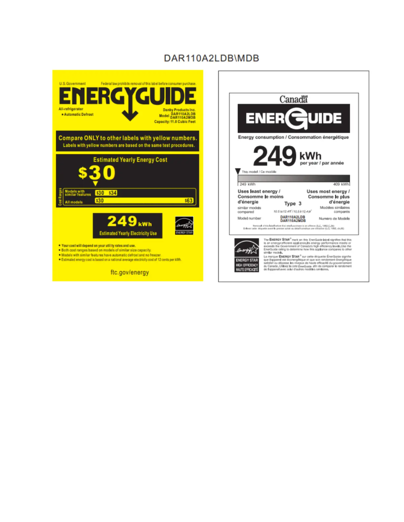 Page n°1 - Label énergétique Danby DAR110A2LDB