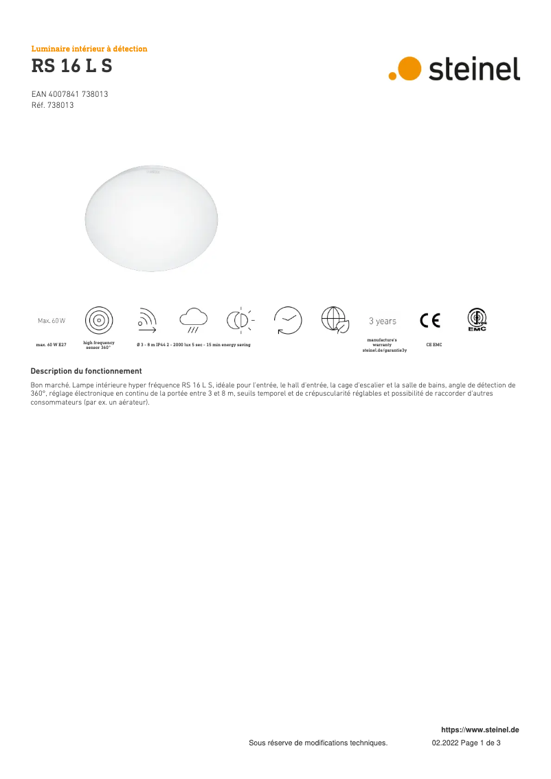 Image de la première page du manuel de l'appareil RS 16 L S