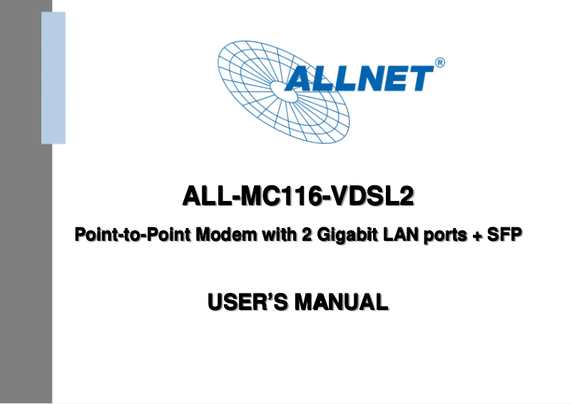Page n°1 - Manuel utilisateur Allnet ALL-MC116-VDSL2