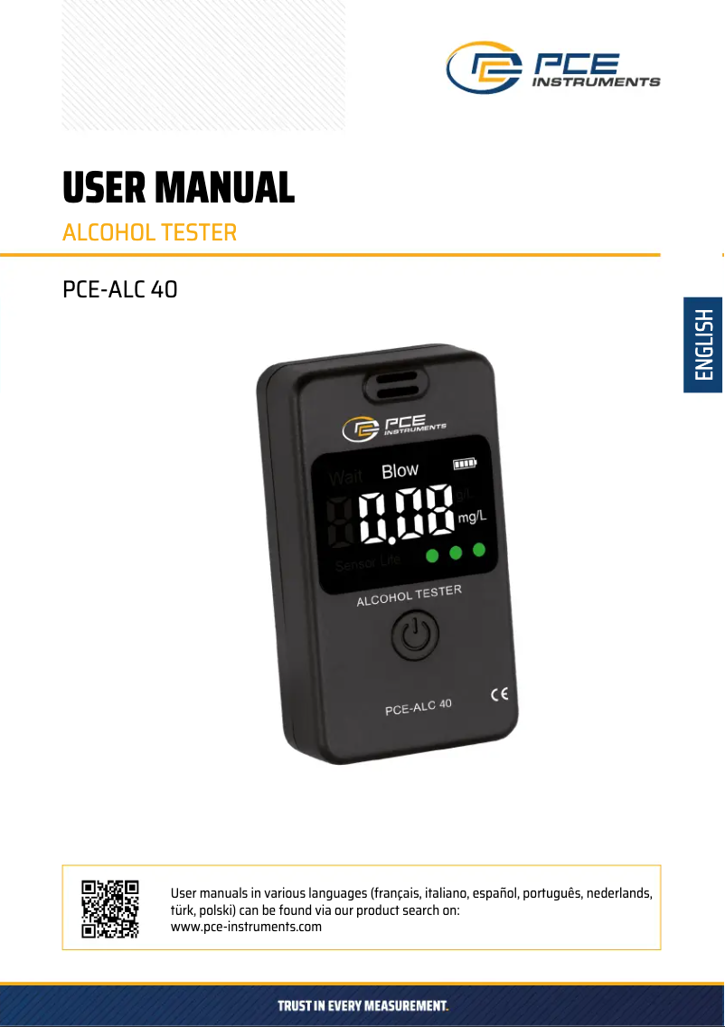 Page n°1 - Manuel utilisateur PCE Instruments PCE-ALC 40