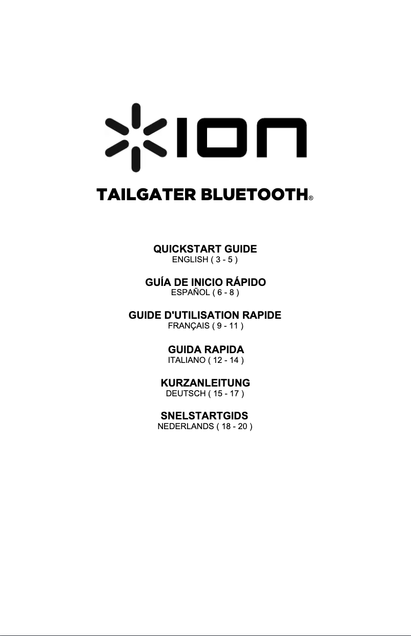 Page 1 de la notice Manuel utilisateur ION Tailgater Bluetooth