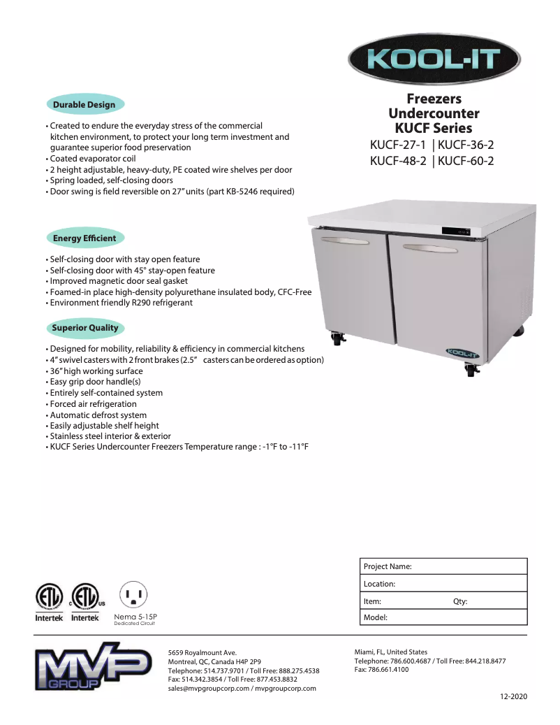 Page 1 de la notice Manuel utilisateur Kool-It KUCF-36-2