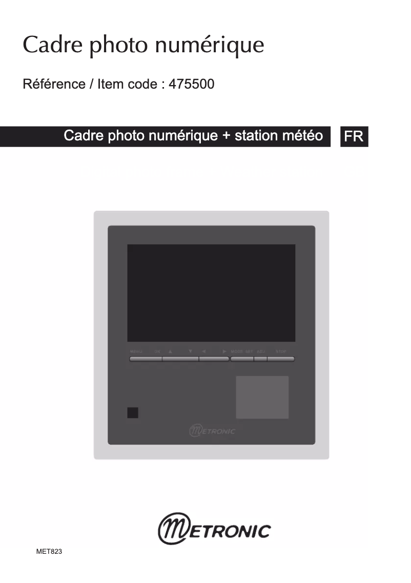 Image de la première page du manuel de l'appareil 475500