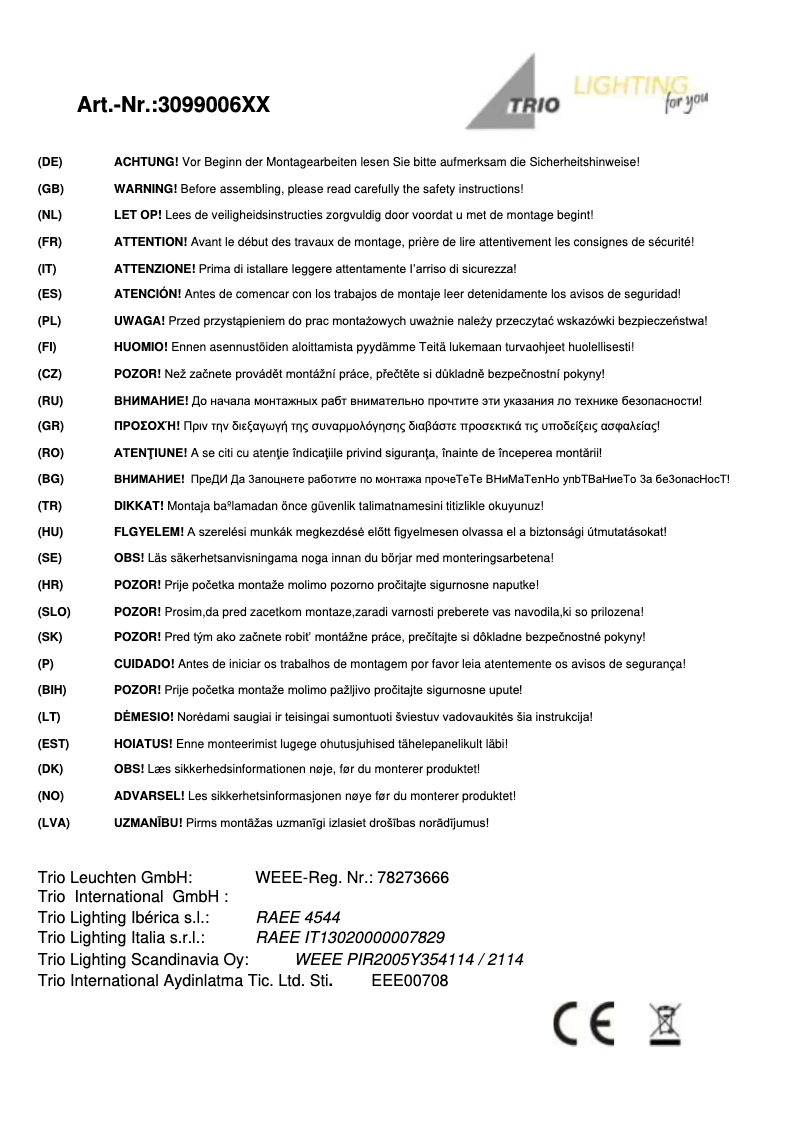 Página 1 del manual Manual de usuario Trio Lighting Discalgo