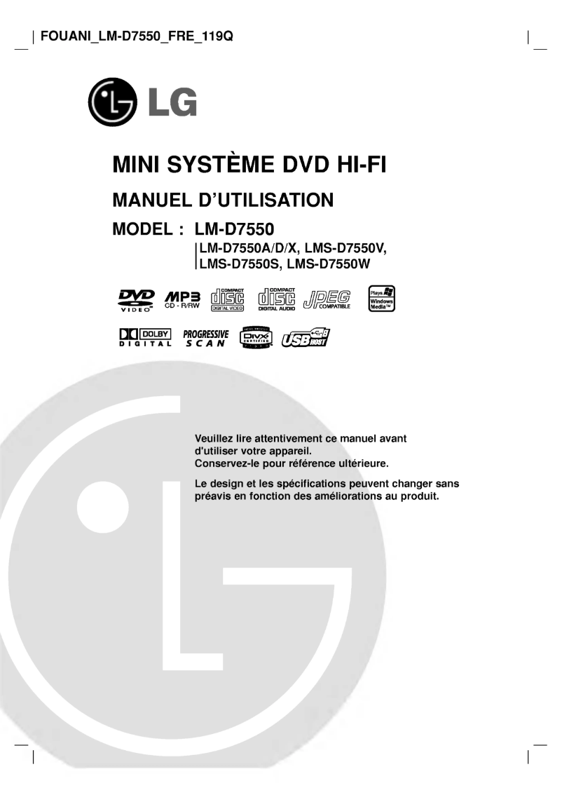 Imagen de la primera página del manual del dispositivo LM-D7550A
