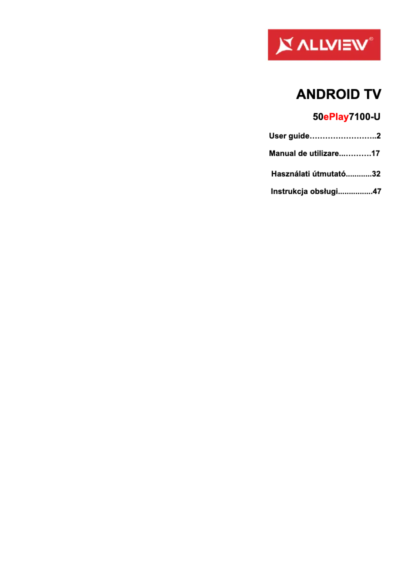 Page 1 de la notice Manuel utilisateur Allview 50ePlay7100-U
