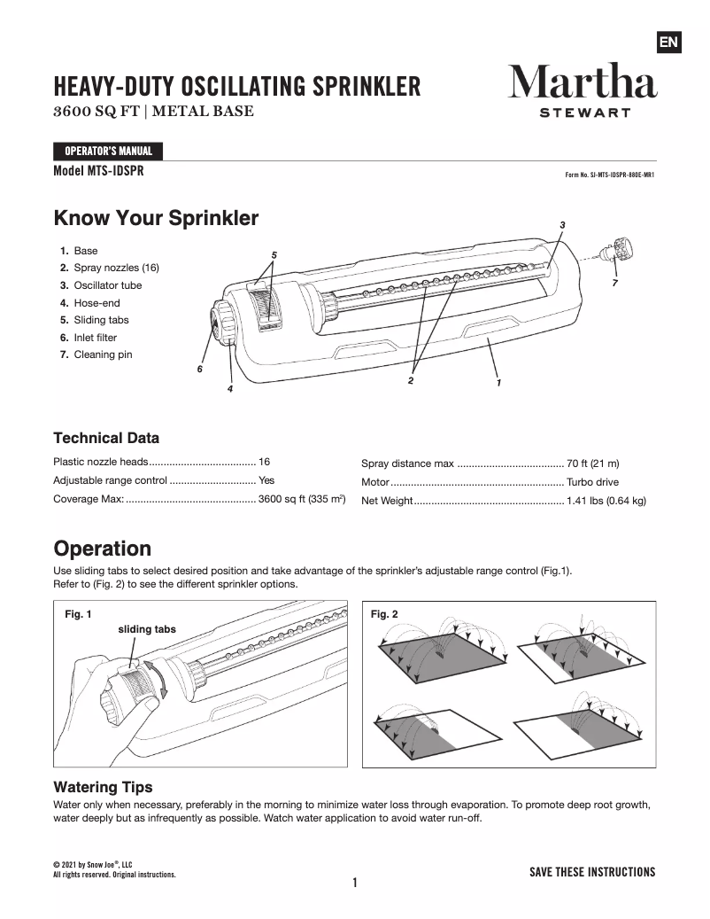 Page n°1 - Manuel utilisateur Martha Stewart MTS-IDSPR