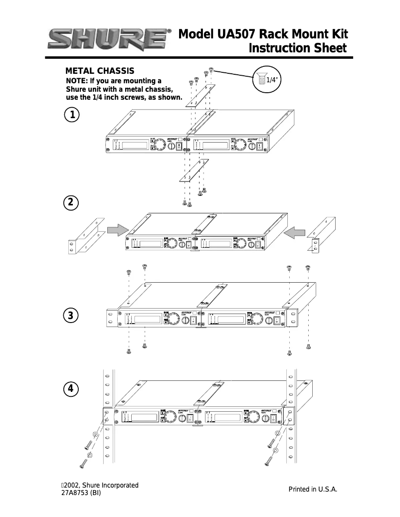 Page 1 de la notice Manuel utilisateur Shure UA507