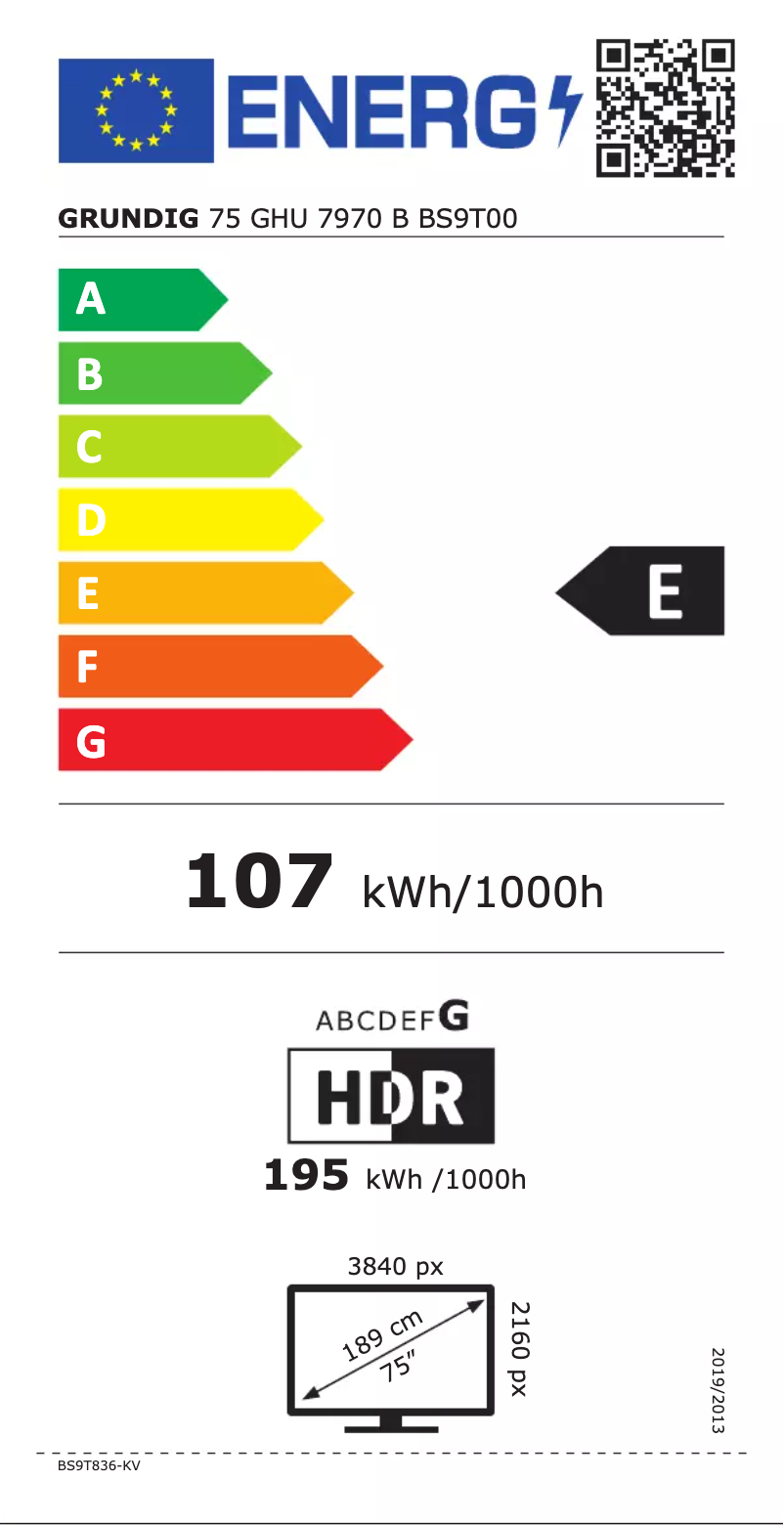 Page n°1 - Label énergétique Grundig 75 GHU 7970 B