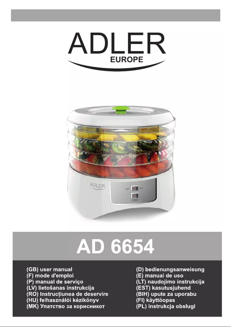 Page 1 de la notice Manuel utilisateur Adler AD 6654