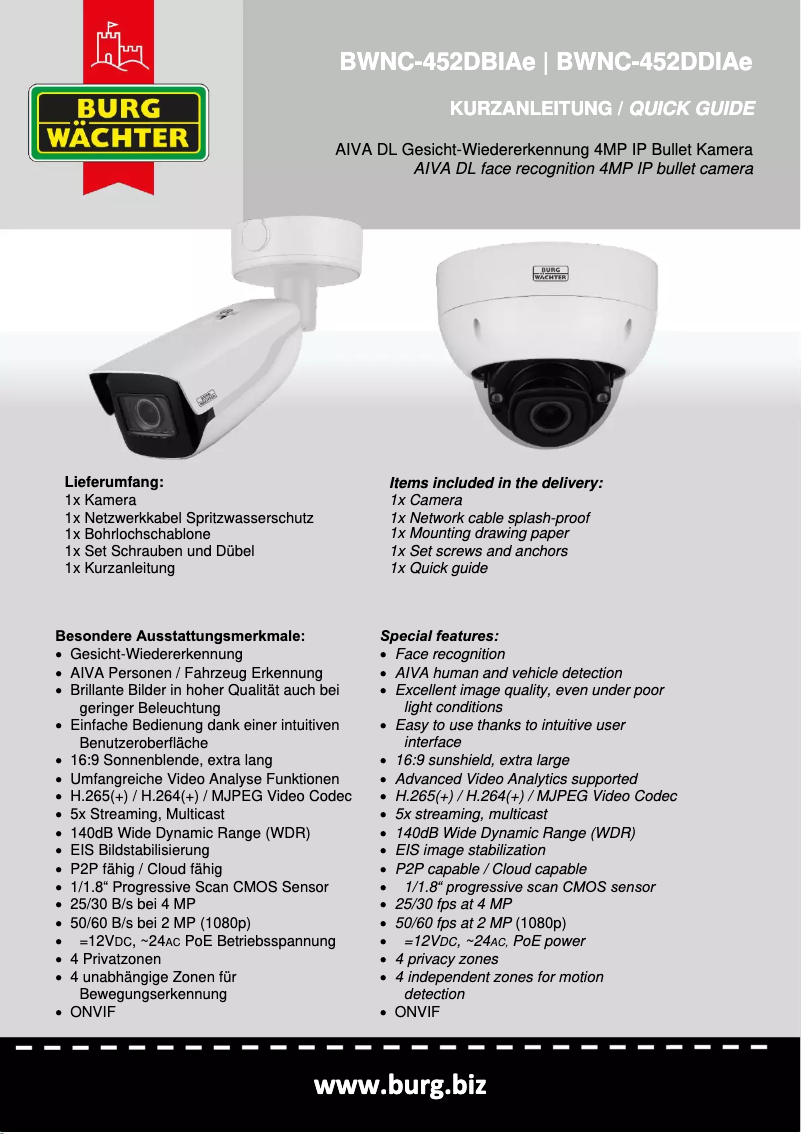 Page 1 de la notice Manuel utilisateur Burg Wächter BWNC-452DBIAE