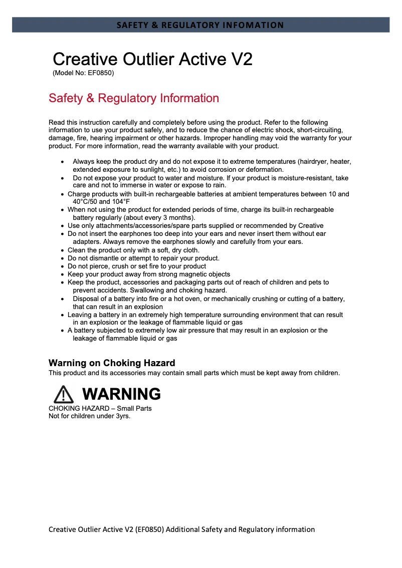 Image de la première page du manuel de l'appareil Outlier Active V2