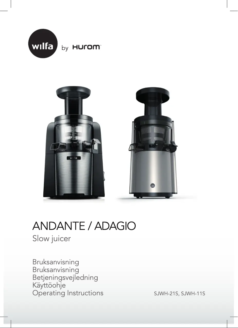 Page 1 de la notice Manuel utilisateur Wilfa Andante SJWH-21S