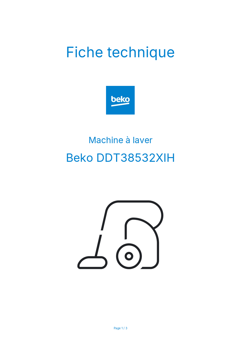 Image de la première page du manuel de l'appareil DDT38532XIH