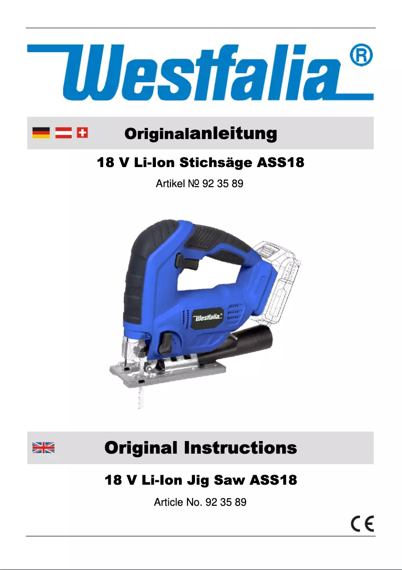 Page 1 de la notice Manuel utilisateur Westfalia ASS18