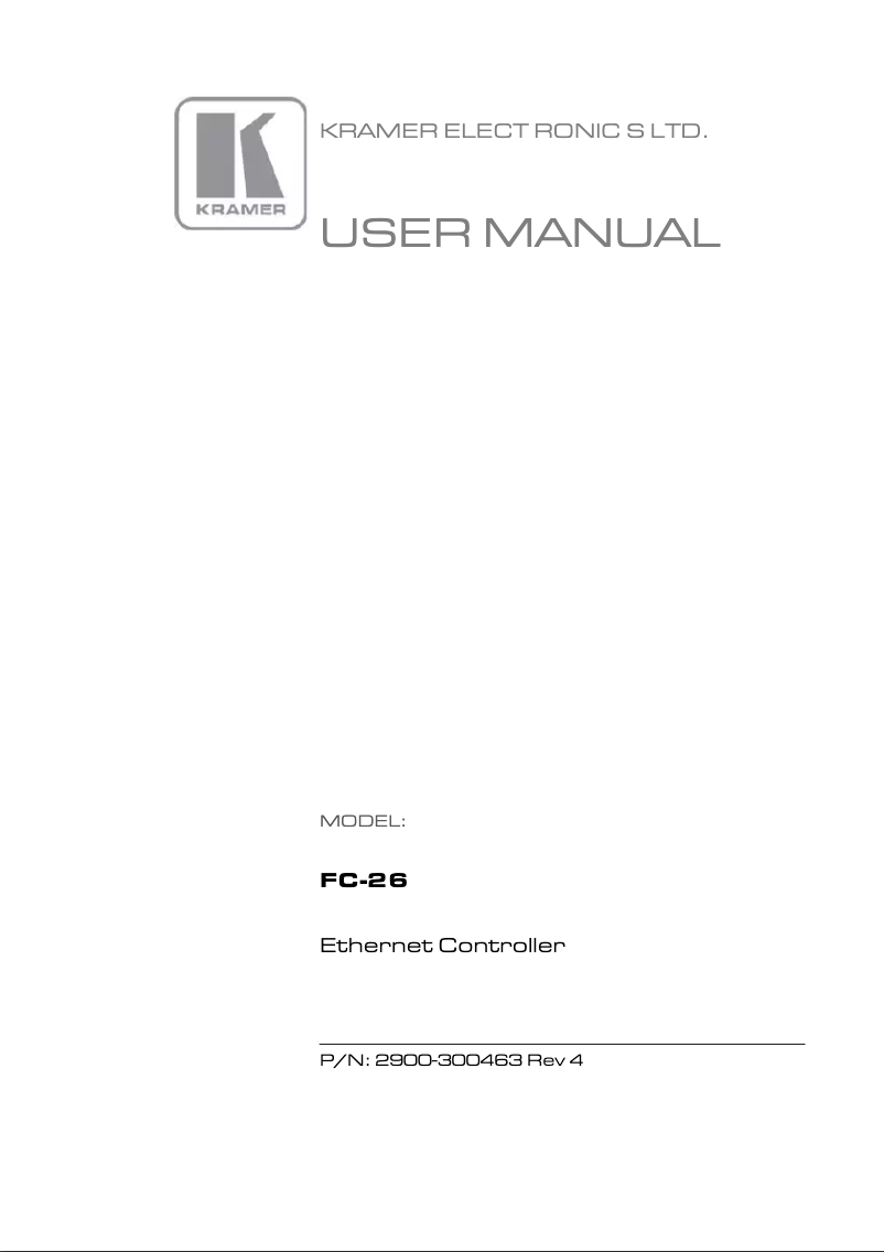 Page n°1 - Manuel utilisateur Kramer FC-26