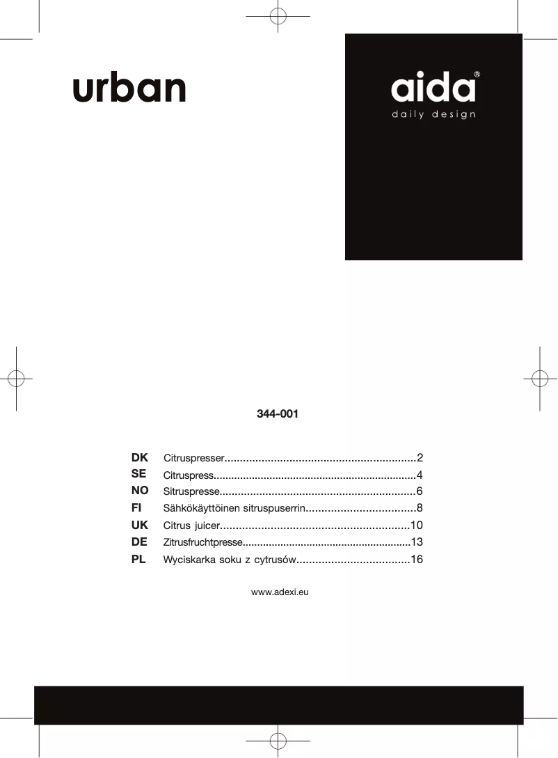 Page 1 de la notice Manuel utilisateur Aida 344-001