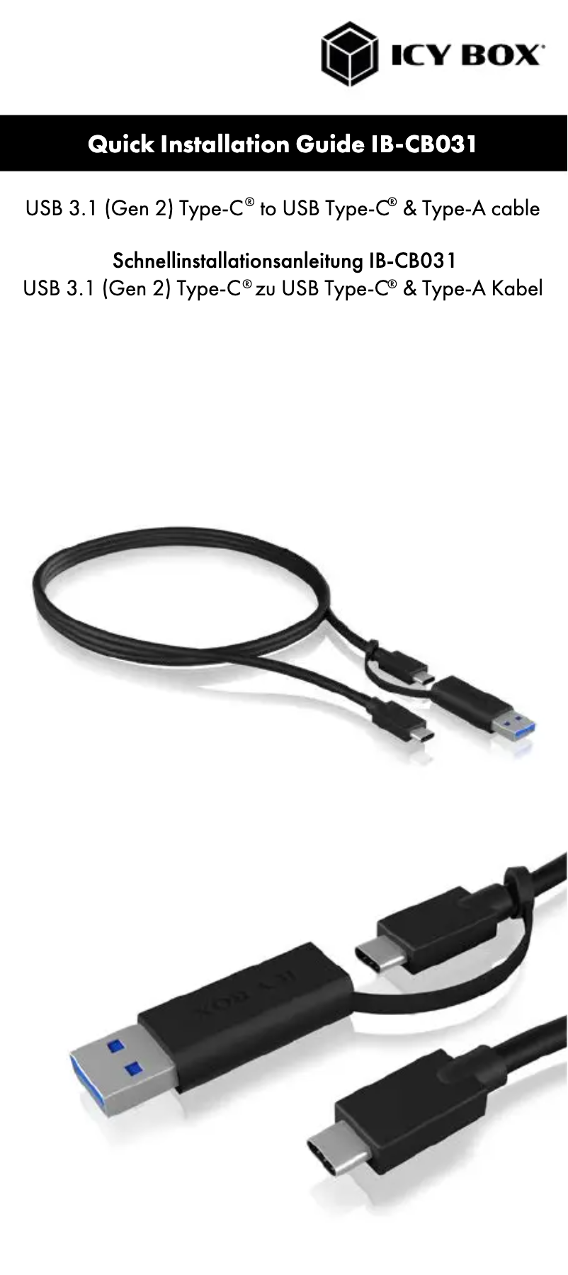 Page 1 de la notice Manuel utilisateur Icy Box IB-CB031