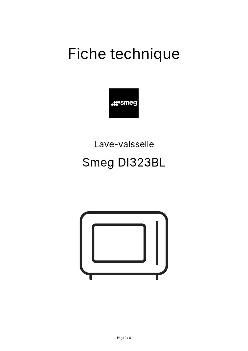 Page n°1 - Fiche technique Smeg DI323BL