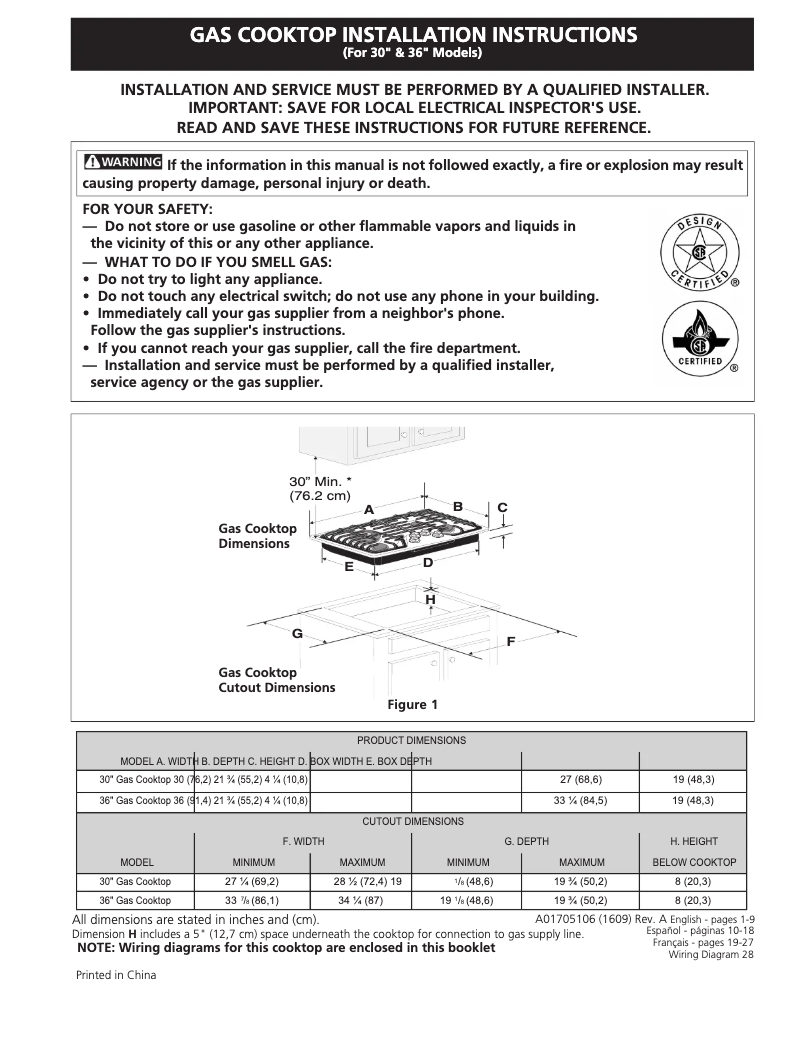 Page n°1 - Guide d'installation Electrolux EW30GC55PS