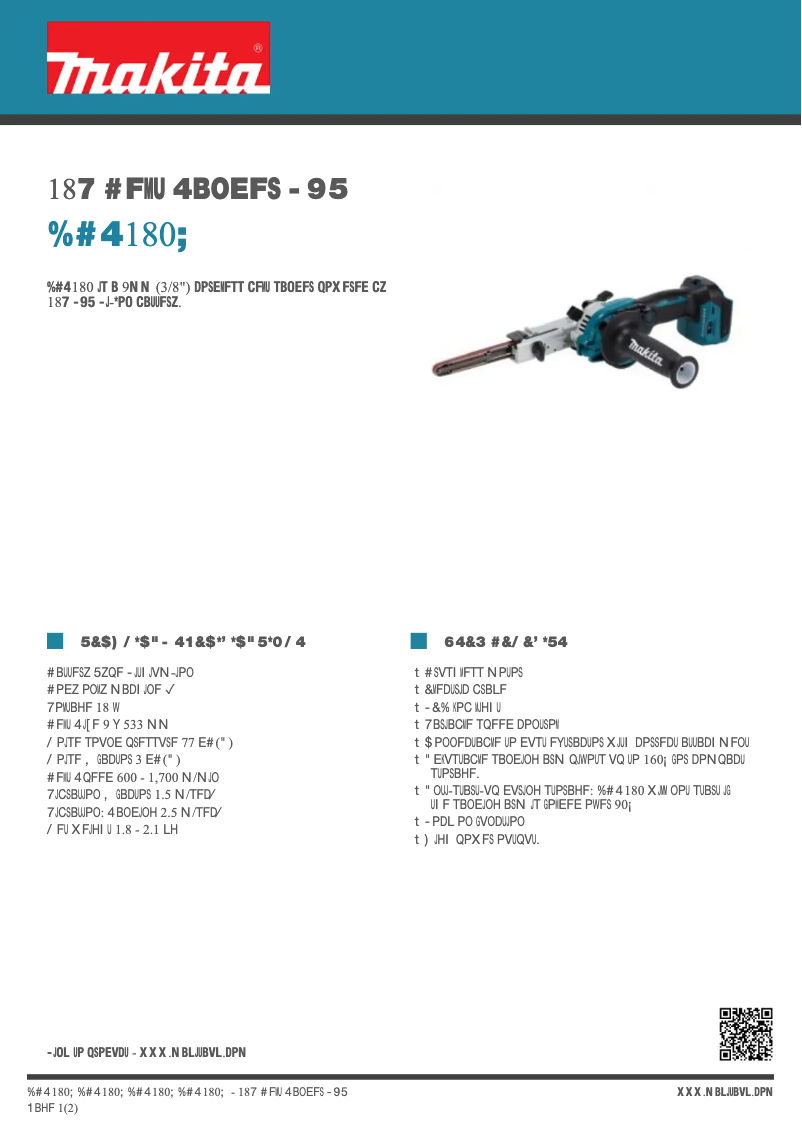 Page 1 de la notice Fiche technique Makita DBS180