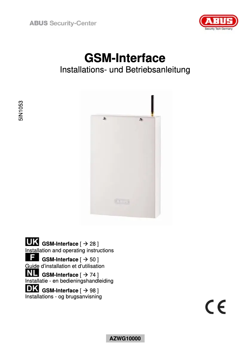 Page 1 de la notice Manuel utilisateur Abus AZWG10001