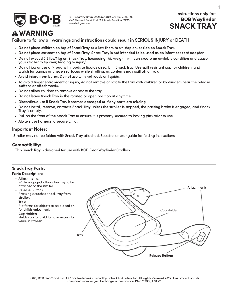 Página 1 del manual Instrucciones / montaje BOB Gear Wayfinder