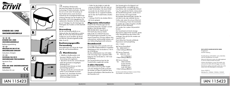 Page 1 de la notice Manuel utilisateur Crivit CG0059