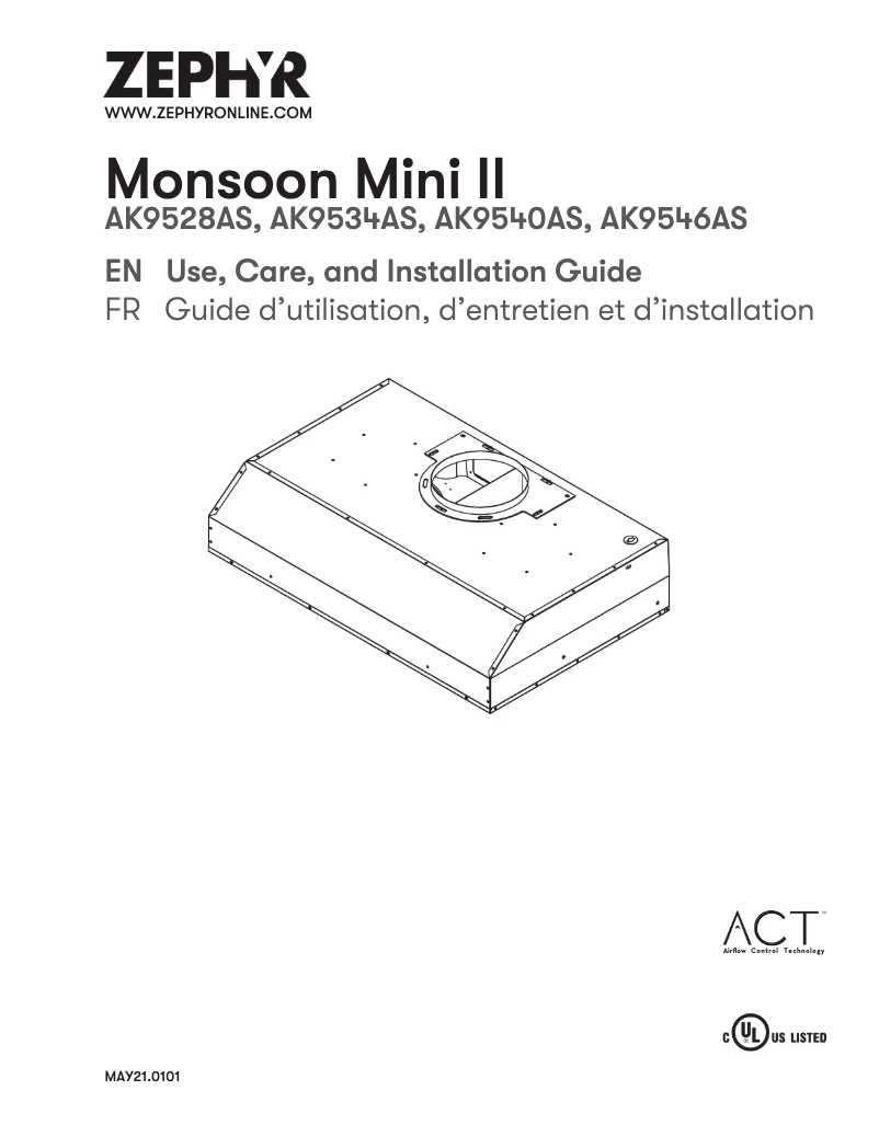 Page 1 de la notice Manuel utilisateur Zephyr Monsoon Mini II AK9534AS