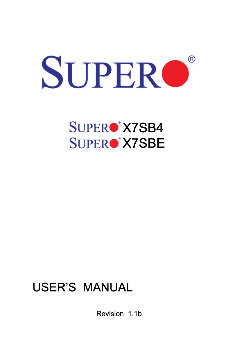 Page 1 de la notice Manuel utilisateur Supermicro X7SBE