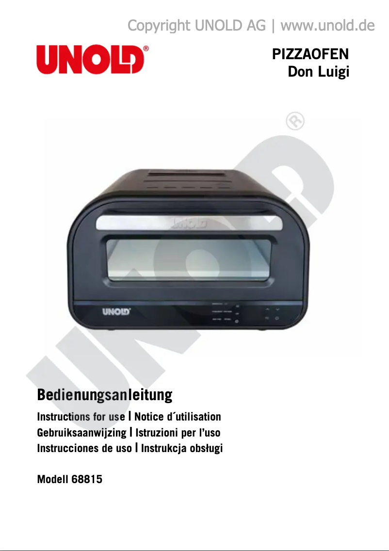 Page 1 de la notice Manuel utilisateur Unold Don Luigi 68815